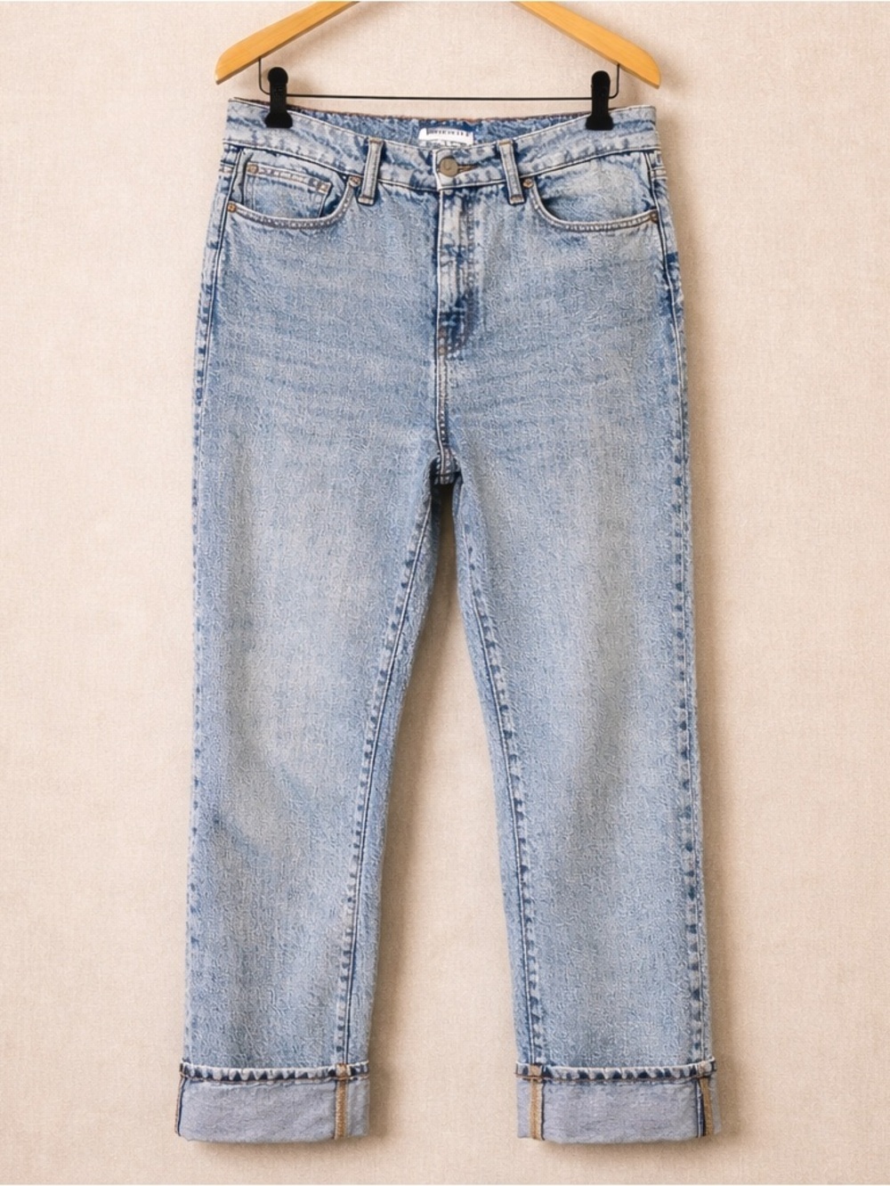 GOOD AMERICAN Straight Jeans Size 6 High Rise Cropped Cuffed Denim